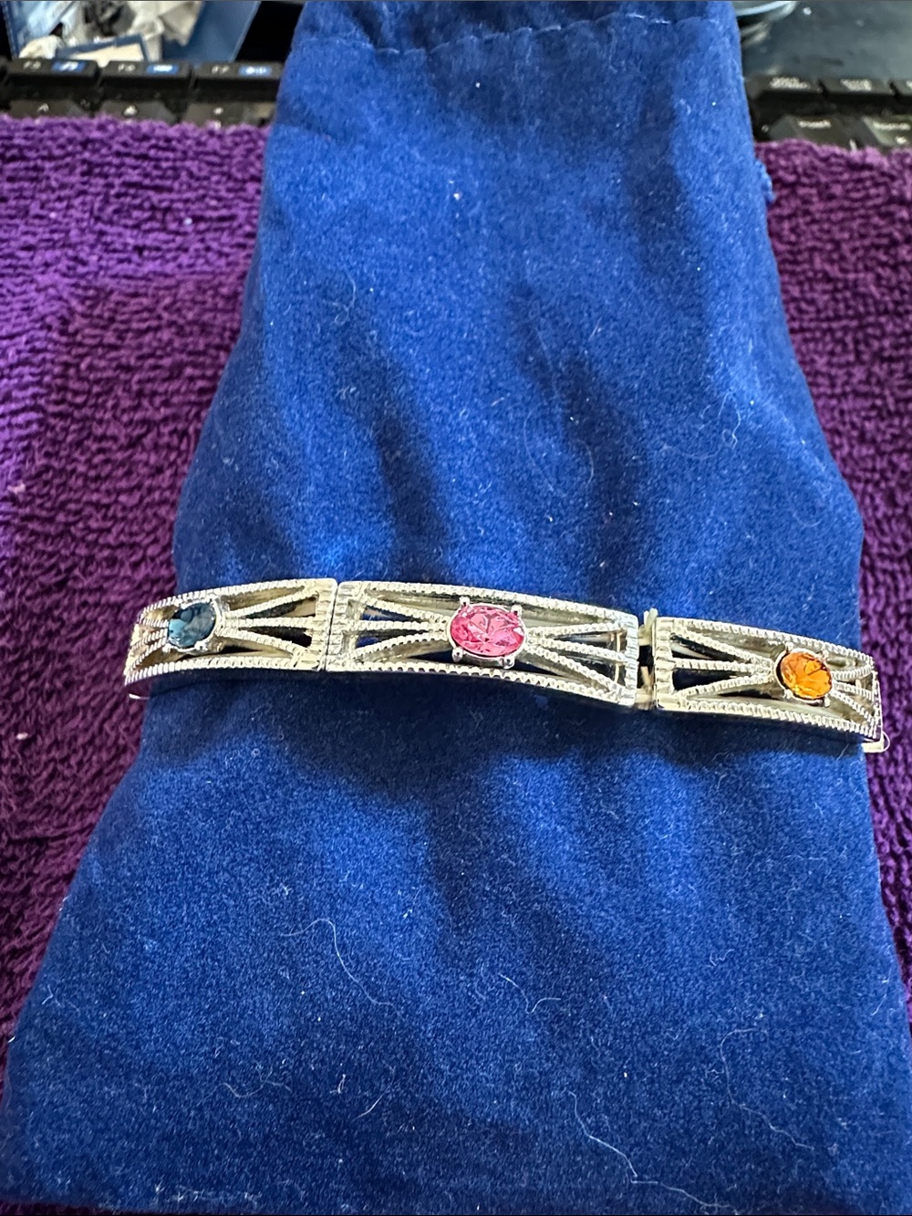 Silver-Tone Multistone Art Deco Bracelet